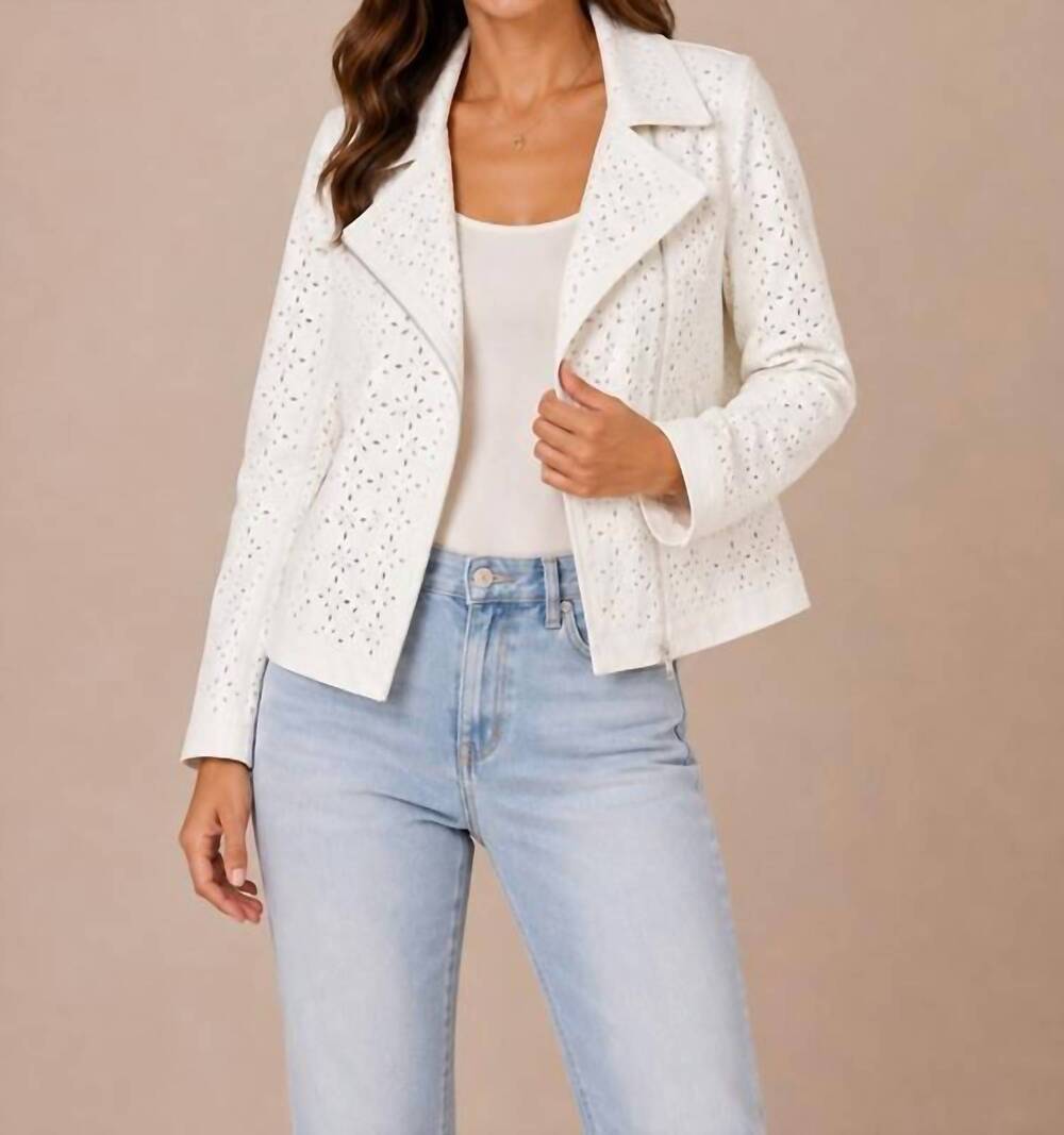 NEW INSIGHT flower laser cut jacket in coconut